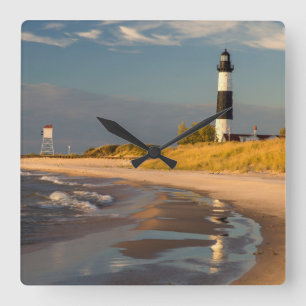 Big Sable Point Leuchtturm am Lake Michigan 2 Quadratische Wanduhr