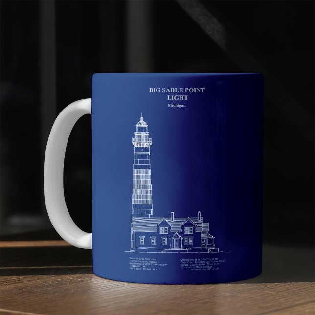 Big Sable Point Leuchtturm - Michigan – AD Kaffeetasse (Big Sable Point Lighthouse - Michigan – AD. Coffee Mug)