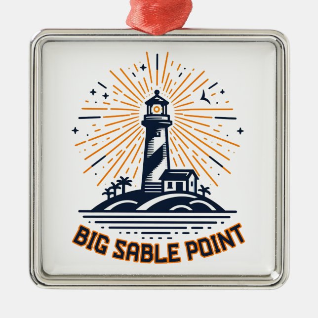 Big Sable Point Leuchtturm Sonnenaufgang Ornament Aus Metall (Vorne)