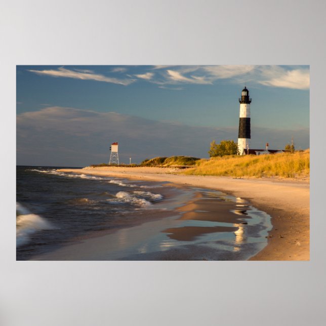 Big Sable Point Lighthouse am Lake Michigan 2 Poster (Vorne)