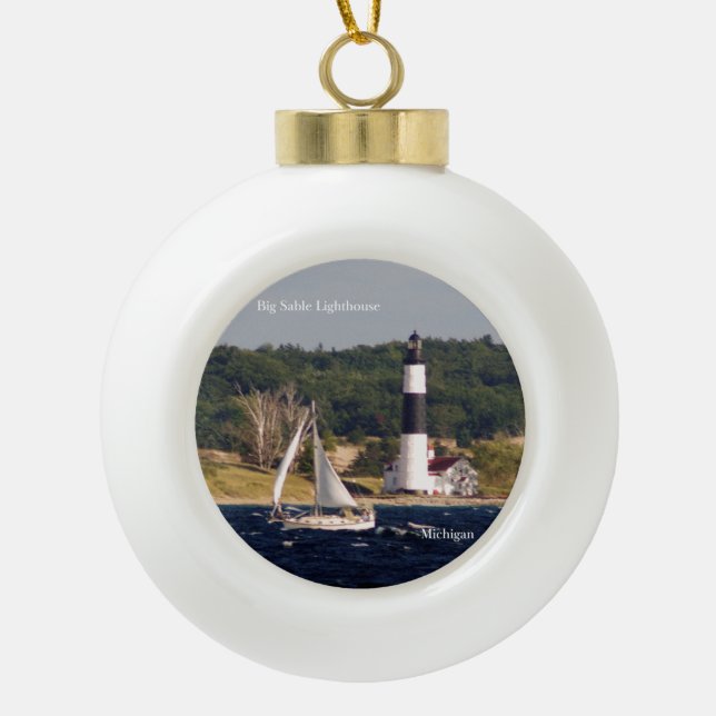 Big Sable Point Lighthouse & Boat Ornament (Vorderseite)