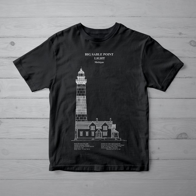 Big Sable Point Lighthouse - Michigan - AD T-Shirt (Big Sable Point Lighthouse - Michigan – AD. Girl Basic Black T-Shirt)
