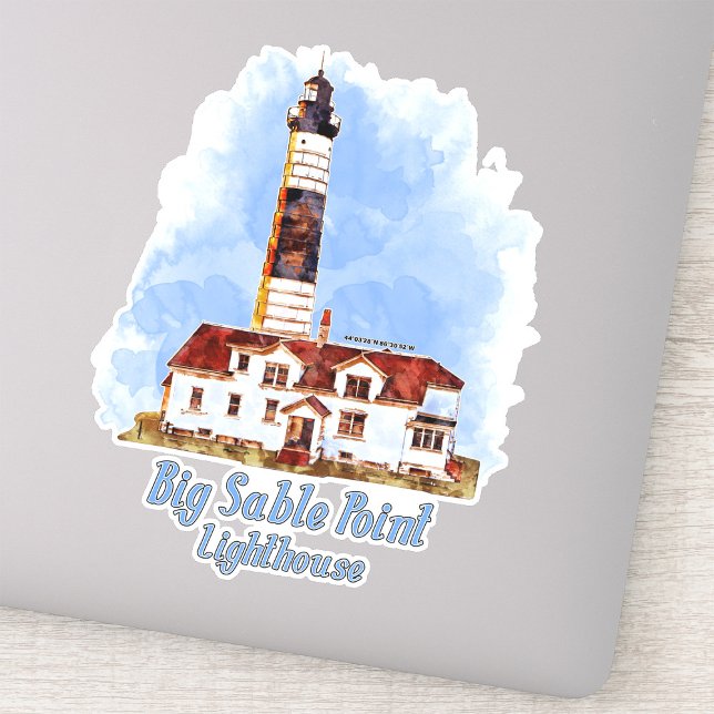 Big Sable Point Lighthouse Watercolor - Michigan Aufkleber (Big Sable Point Lighthouse Watercolor - Michigan. Sticker)