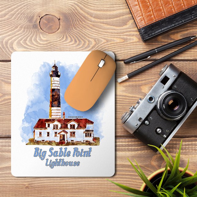 Big Sable Point Lighthouse Watercolor - Michigan Mousepad (Von Creator hochgeladen)