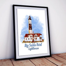 Big Sable Point Lighthouse Watercolor - Michigan