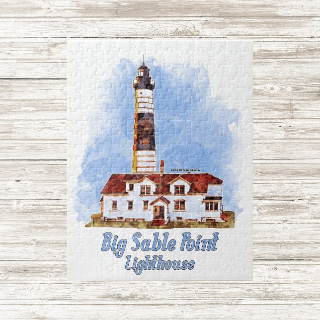 Big Sable Point Lighthouse Watercolor - Michigan Puzzle (Von Creator hochgeladen)