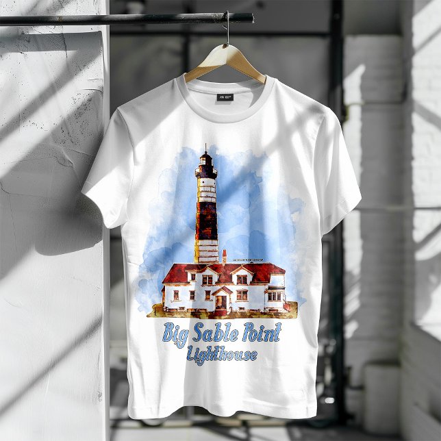 Big Sable Point Lighthouse Watercolor - Michigan T-Shirt (Von Creator hochgeladen)