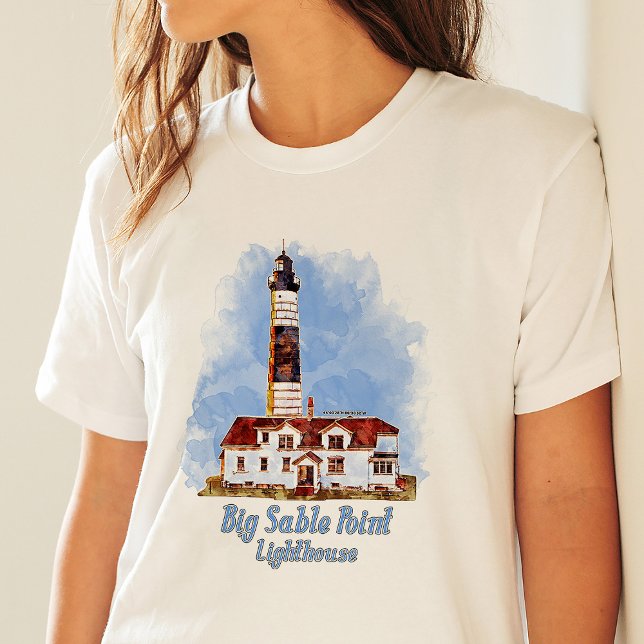 Big Sable Point Lighthouse Watercolor - Michigan T-Shirt (Von Creator hochgeladen)