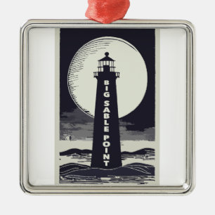 Big Sable Point Michigan Lighthouse Moon Ornament Aus Metall