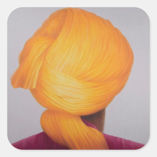 Big Saffron Turban Quadratischer Aufkleber (Vorderseite)