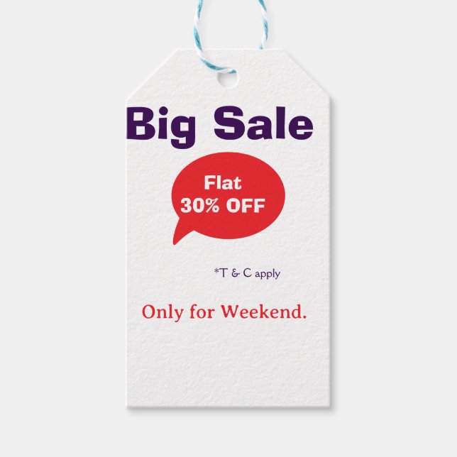 Big sale discount offer weekend company shop T&C Geschenkanhänger (Vorderseite)