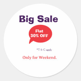 Big sale discount offer weekend company shop T&C Runder Aufkleber