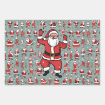 Big Santa Wrapping Paper Flat Sheet Set 3