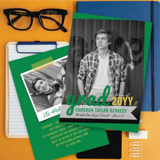 Big-Scribbles-Foto Moderne Graduierungspartei Einladung (Von Creator hochgeladen)