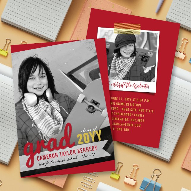 Big-Scribbles-Foto Moderne Graduierungspartei Einladung (Von Creator hochgeladen)