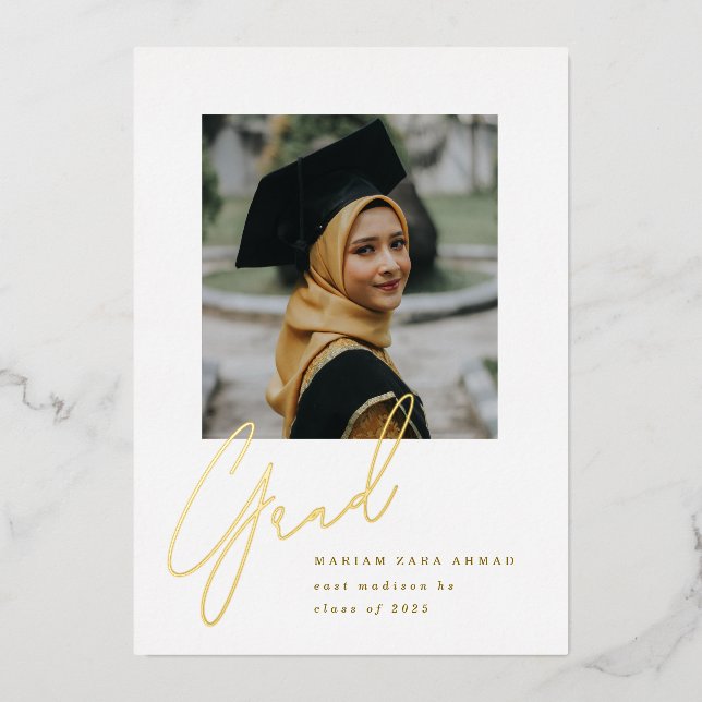 Big Script Grad Folieneinladung (Vorderseite)