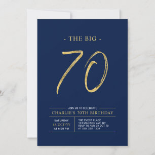 Big Seventy   Gold & Navy Blau 70. Geburtstagsfeie Einladung