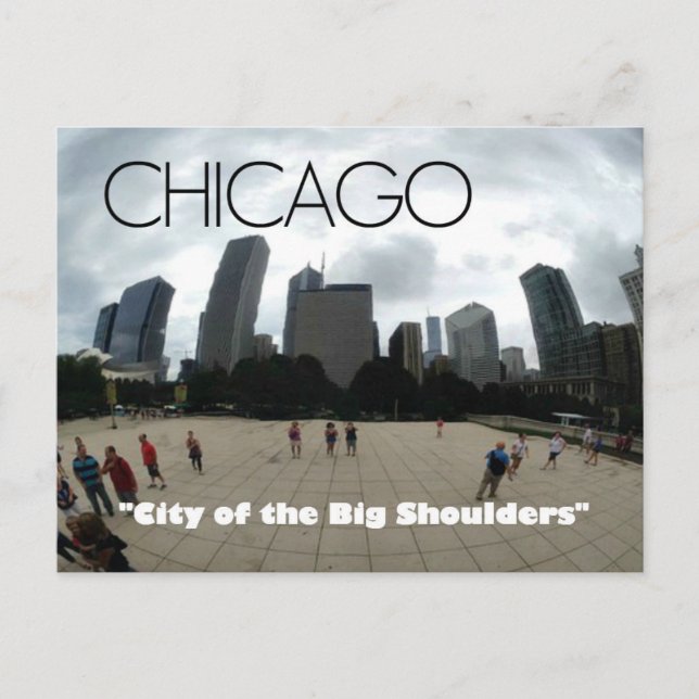 "Big Shoulders" Chicago — Sandburg-themed postcard Postkarte (Vorderseite)