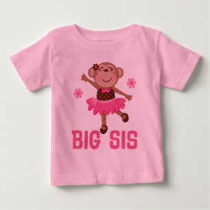 Big Sis Ballerina Affen Girls Ruffle T - Shirt