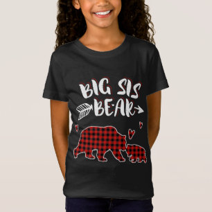 Big Sis Bear Xmas Red Kariert Matching Family Chri T-Shirt