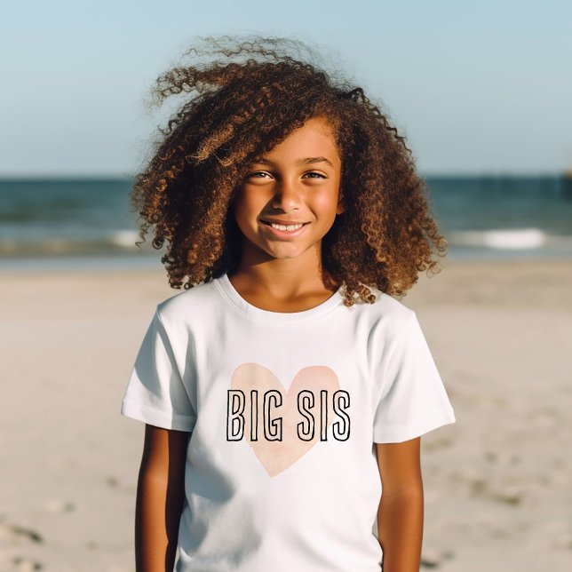 Big Sis Blush Herz Matching Sibling Familie Baby T-shirt (Von Creator hochgeladen)