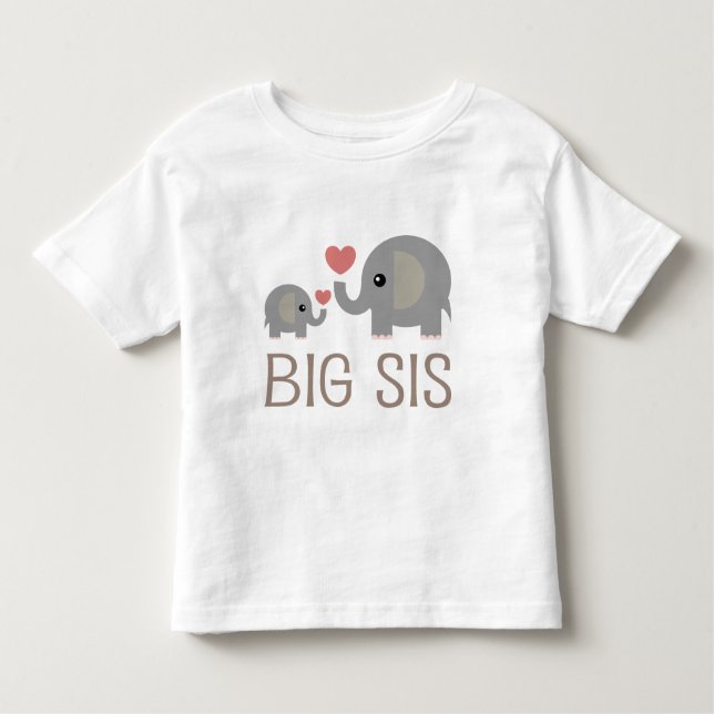Big Sis Elephant Heart Kleinkind T-shirt (Vorderseite)