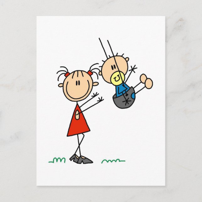 Big Sis mit Little Brother Cards und Aufklebern Postkarte (Vorderseite)