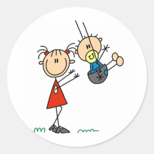 Big Sis mit Little Brother Cards und Aufklebern Runder Aufkleber