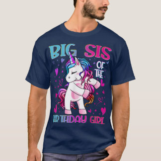 Big Sis of the Birthday Girl Flossing Unicorn Big T-Shirt