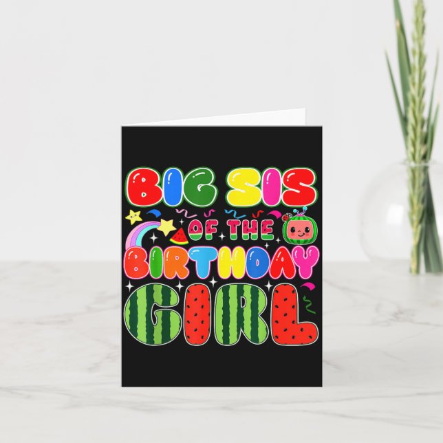 Big Sis Of The Birthday Girl Melon Family Matching Karte (Vorderseite)