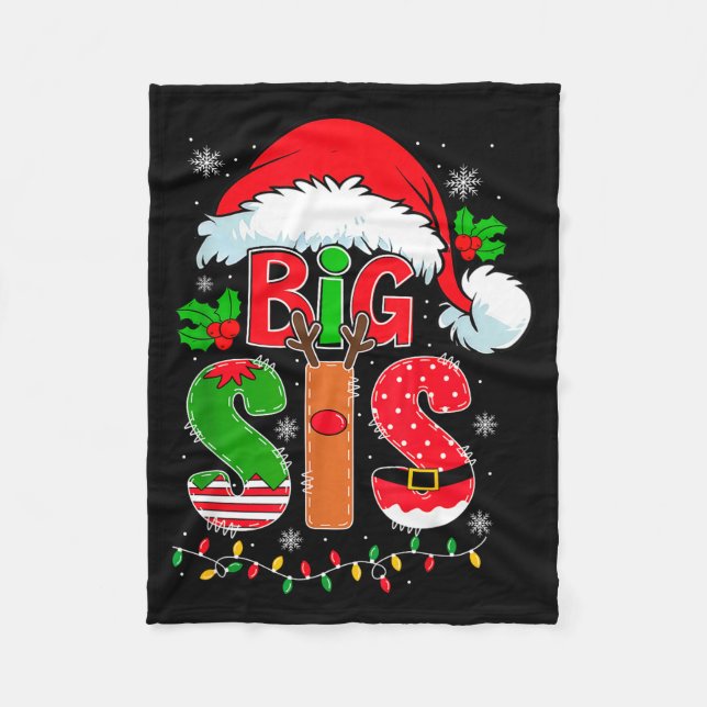 Big Sis Santa Hat New Big Sister Announcement Xmas Fleecedecke (Vorderseite)