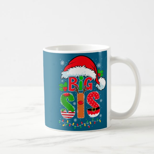 Big Sis Santa Hat New Big Sister Announcement Xmas Kaffeetasse (Rechts)