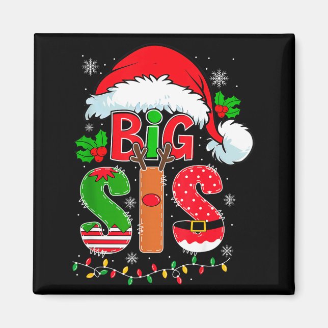 Big Sis Santa Hat New Big Sister Announcement Xmas Magnet (Vorne)