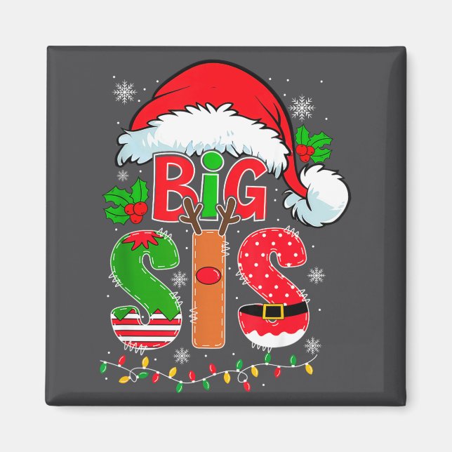 Big Sis Santa Hat New Big Sister Announcement Xmas Magnet (Vorne)