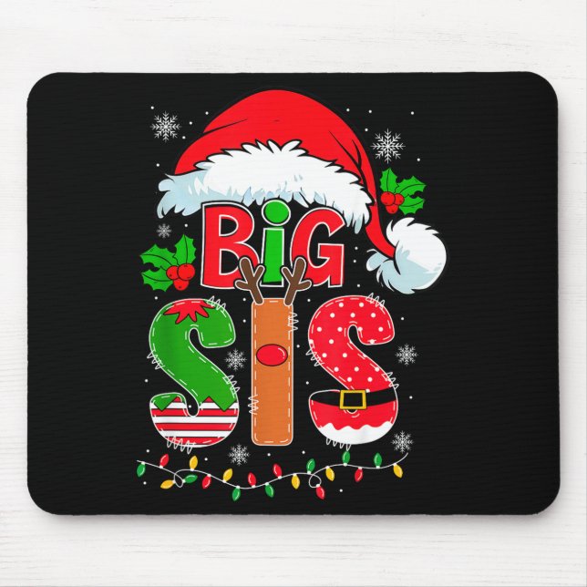 Big Sis Santa Hat New Big Sister Announcement Xmas Mousepad (Vorne)