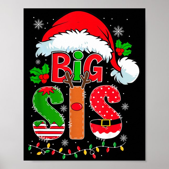 Big Sis Santa Hat New Big Sister Announcement Xmas Poster (Vorne)