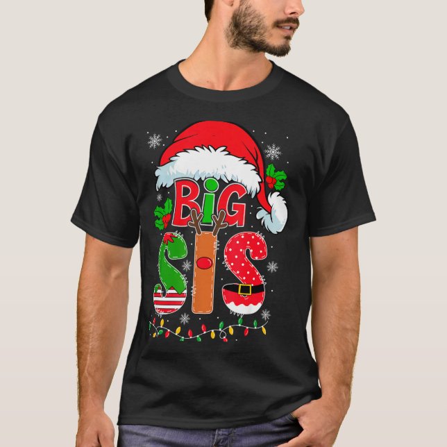 Big Sis Santa Hat New Big Sister Announcement Xmas T-Shirt (Vorderseite)