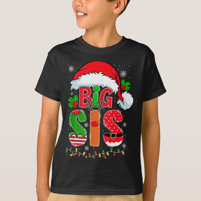 Big Sis Santa Hat New Big Sister Announcement Xmas T-Shirt (Vorderseite)