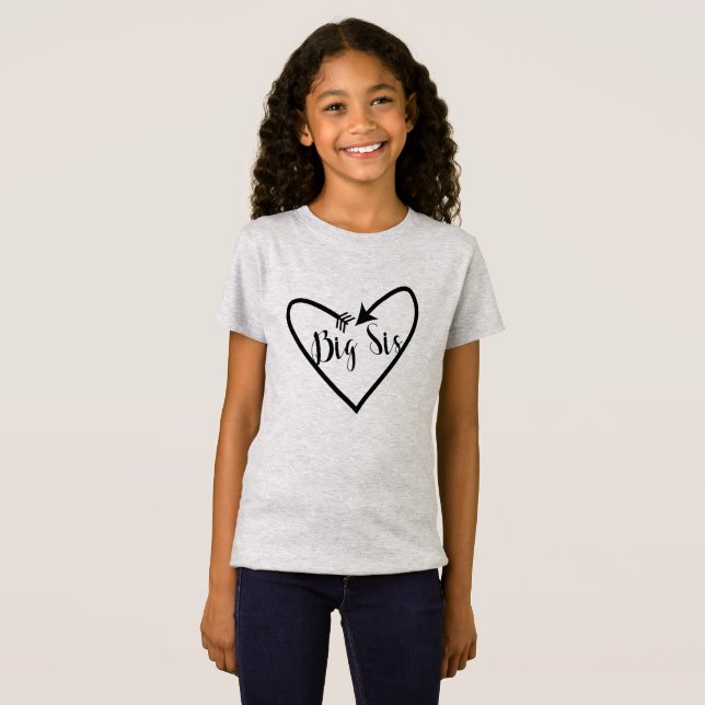 Big Sis Sister Kids Script Arrow Heart Boho T-Shirt (Vorne ganz)