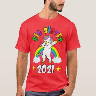 Big Sister 2021 Dabbing Unicorn Girls Geschenk Ide T-Shirt