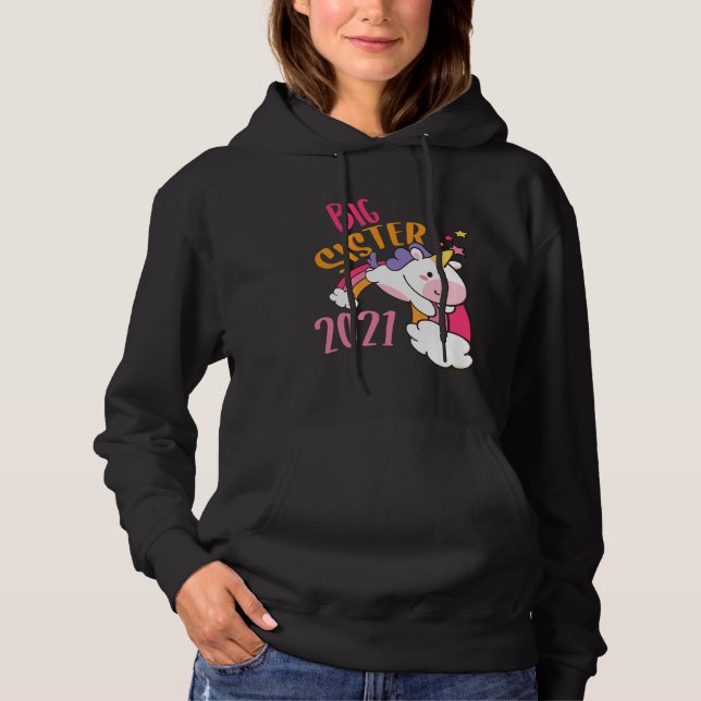Big Sister 2021 Unicorn Rainbow  Sisters Unicorns Hoodie (Vorderseite)