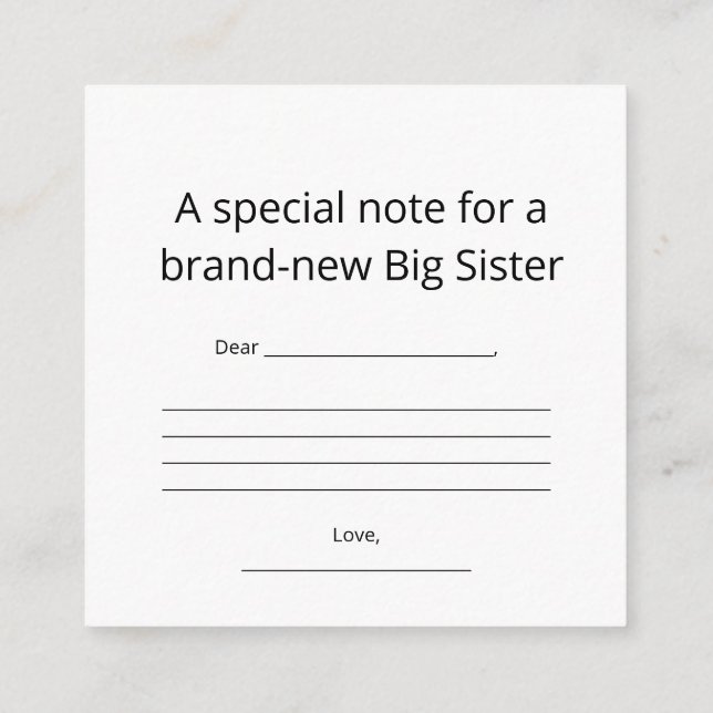 Big Sister Abstract Heart Enclosure Card  Begleitkarte (Rückseite)