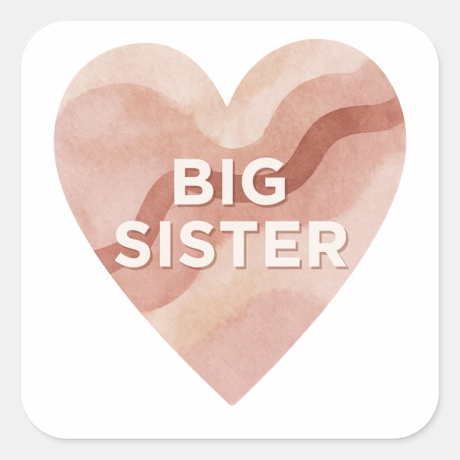 Big Sister Abstract Heart Sticker – Sibling Gift (Vorderseite)
