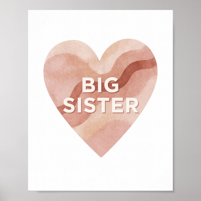 Big Sister Abstract Heart Wall Art Print Poster (Vorne)
