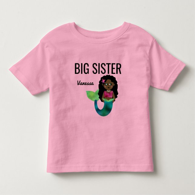 Big Sister African Mermaid Imitats Foil Girl Kleinkind T-shirt (Vorderseite)