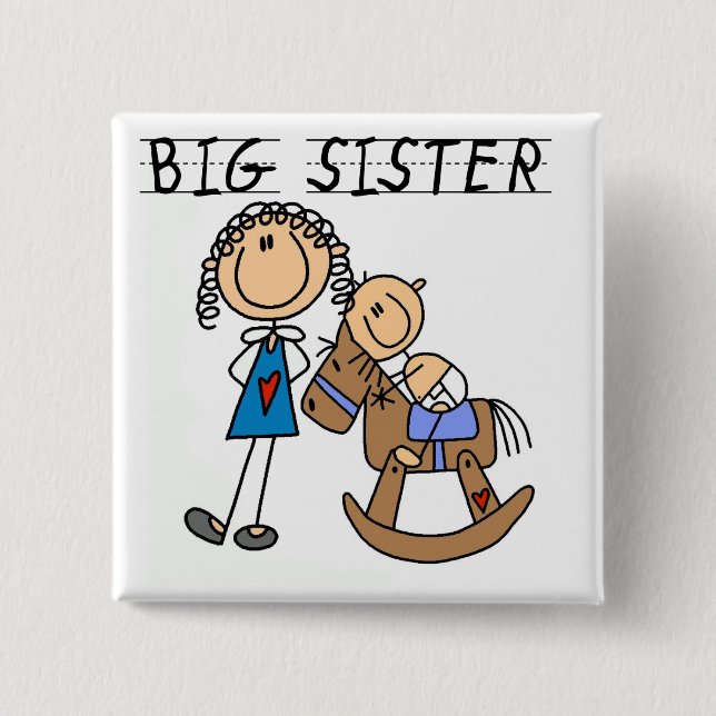 Big Sister Baby Brother T - Shirt und Geschenke Button (Vorderseite)
