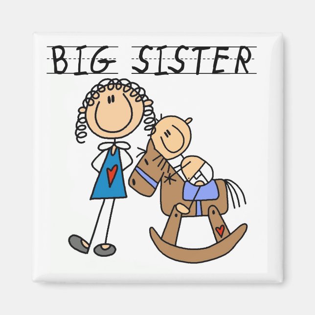 Big Sister Baby Brother T - Shirt und Geschenke Magnet (Vorne)