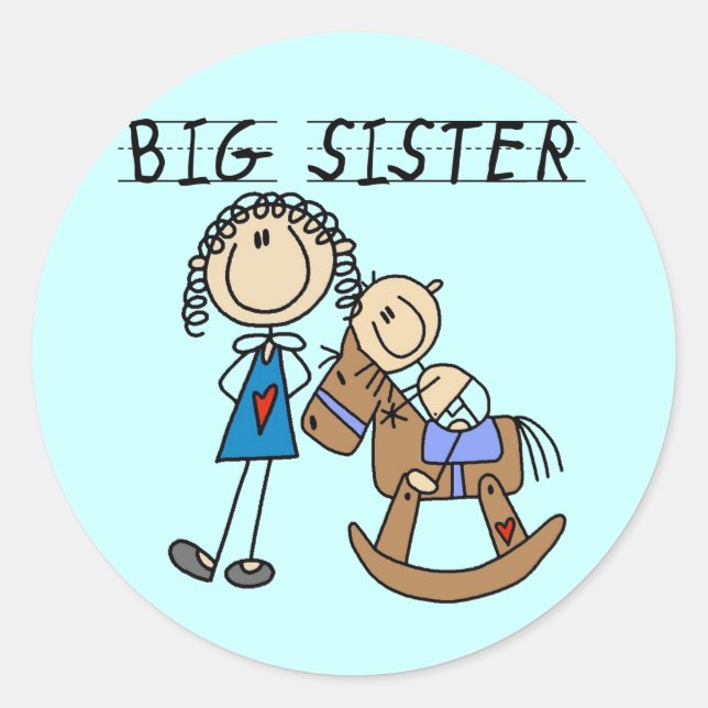 Big Sister Baby Brother T - Shirt und Geschenke Runder Aufkleber (Vorderseite)