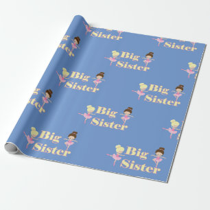 Big Sister Ballerina Sibling Blue Geschenkpapier