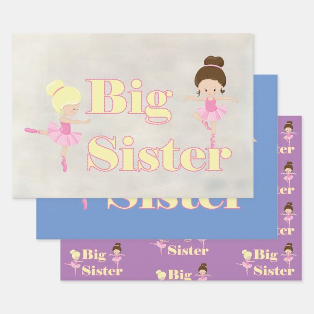 Big Sister Ballerina Sibling Geschenkpapier Set (Set)